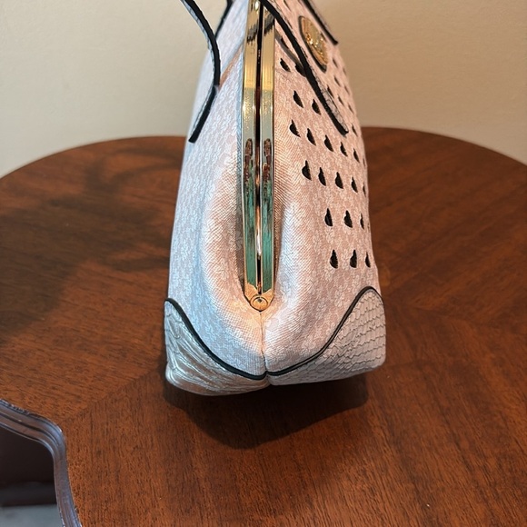 Brangio Satchel Italian leather cut out hearts/rhinestones below gray cream 
NWO - Picture 6 of 17